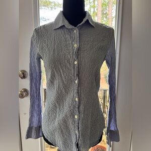 J Crew button down blue/ white stripe top size XS